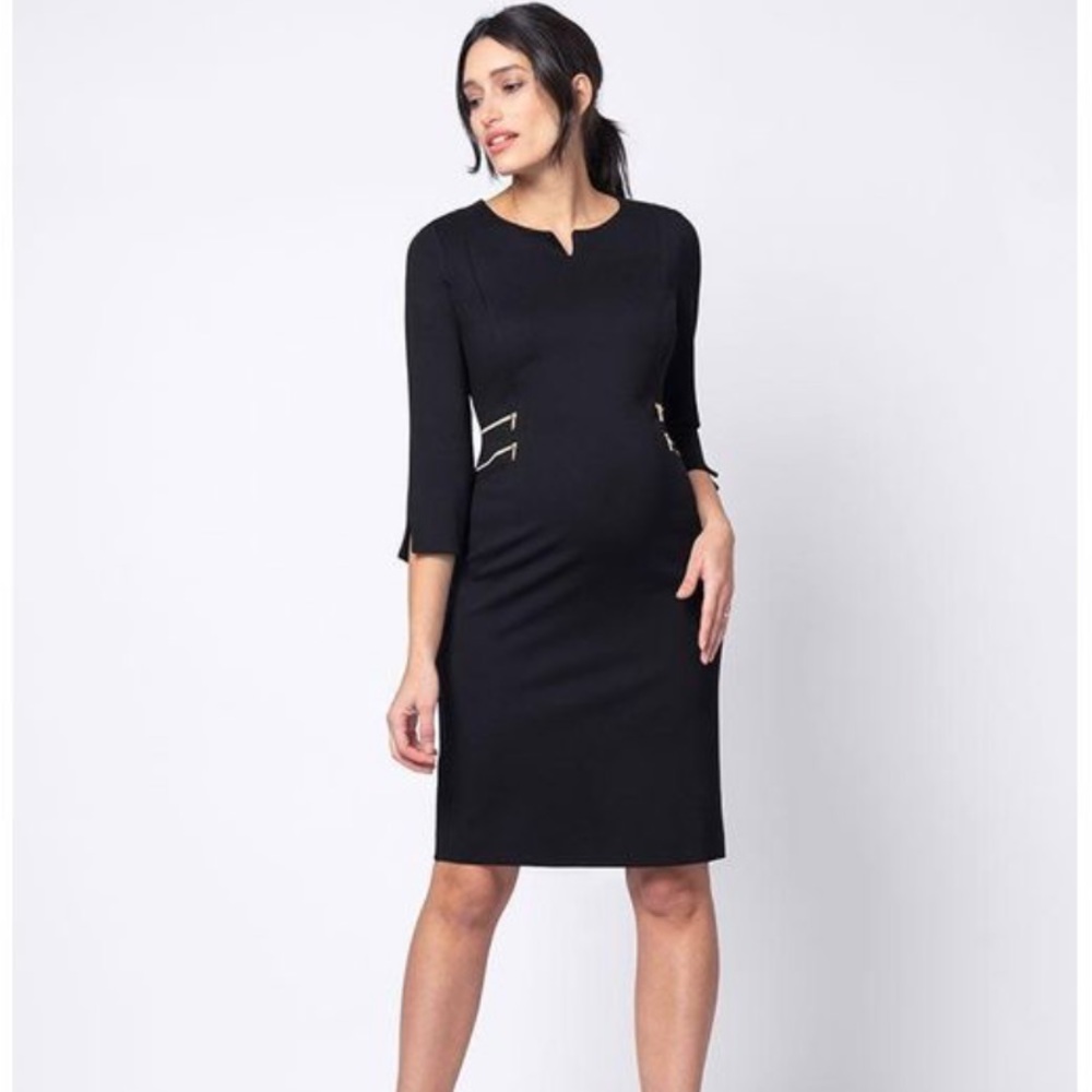 Seraphine Black Zip Detail Maternity Dress